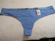 CALVIN KLEIN, WOMEN'S NEW BLUE COTTON BL SOLID THONG PANTIES, SIZE 3X