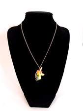 Vintage Unicorn Backed Enemal Girls Necklace