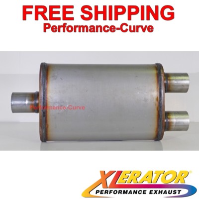 Xlerator Performance Muffler SS 2.25'' C/D 4x9 Oval - 14'' Body - XS1149