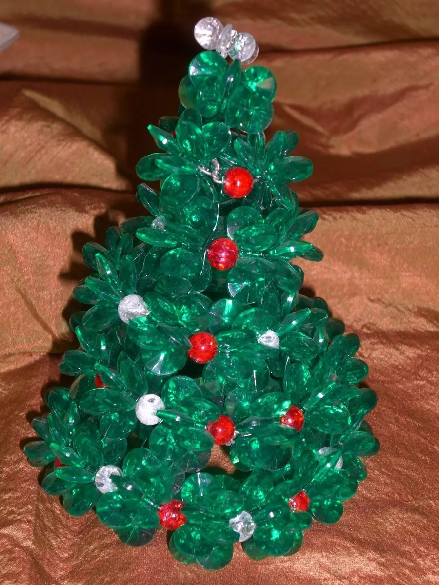 Hand Made Vintage Christmas Tree Plastic Beads 5
