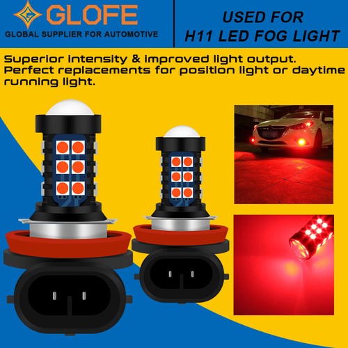 GLOFE H16 H11 H8 LED Fog Light Bulb Super Bright 30SMD Ultra Red Projector DRL - 第 1/7 張圖片