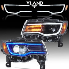 For 2014-22 Jeep Grand Cherokee VLAND Projector Full LED Headlights DRL Startup