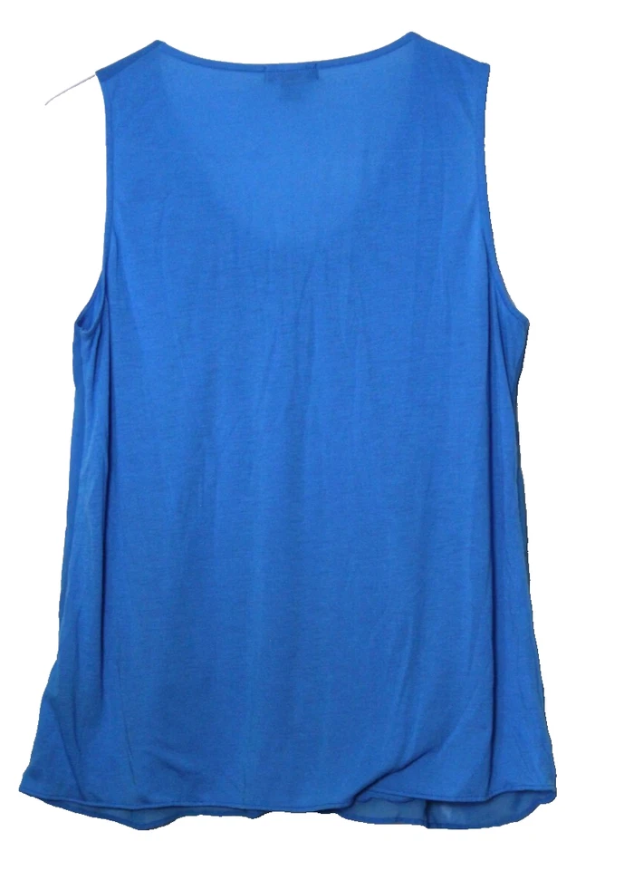 BLUSA SIN MANGAS KENNETH COLE REACTION damas talla L azul medio seda/tejido Foto 4 de 4