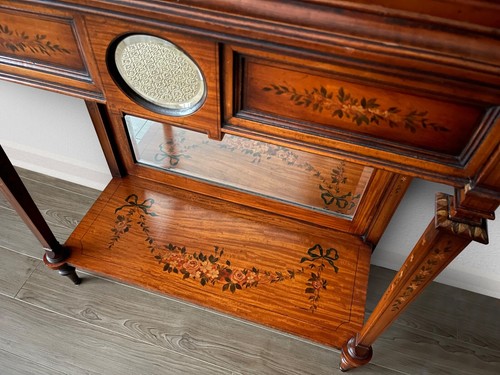 English 19th Century Edwardian Style Painted Satinwood & glass Cabinet - Picture 5 of 6
