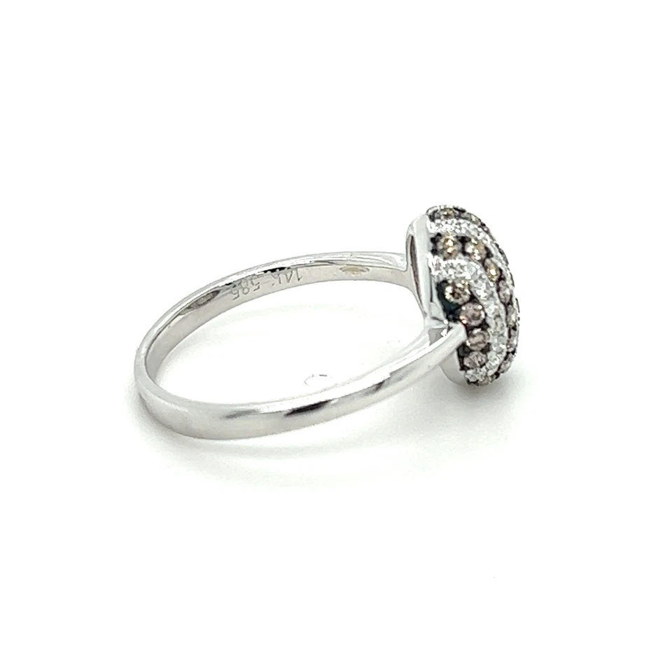 Genuine Champagne/Colorless Diamonds DOME Solid 14K White Gold Ring FREE Sizing - Image 4 of 4