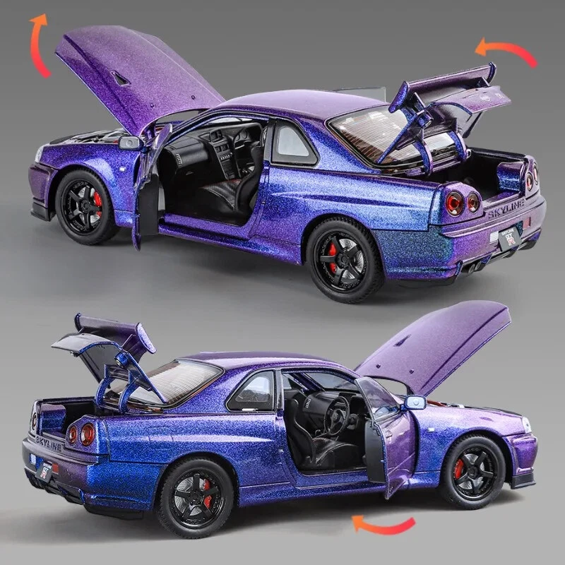 1/24 Nissan Skyline GTR-R34 Fast & Furious Alloy Car Model Diecast Toy Vehicle - Image 4 of 4