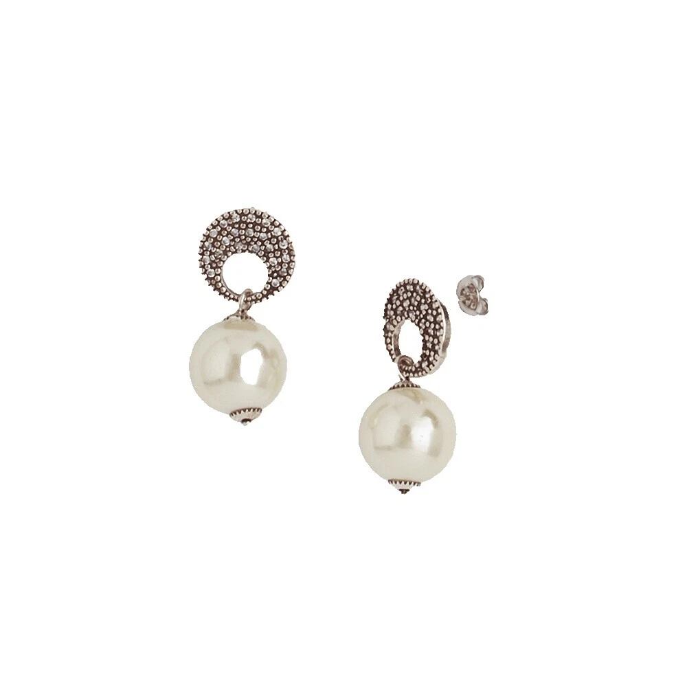 Pendientes de Moda enchapado en oro blanco perla