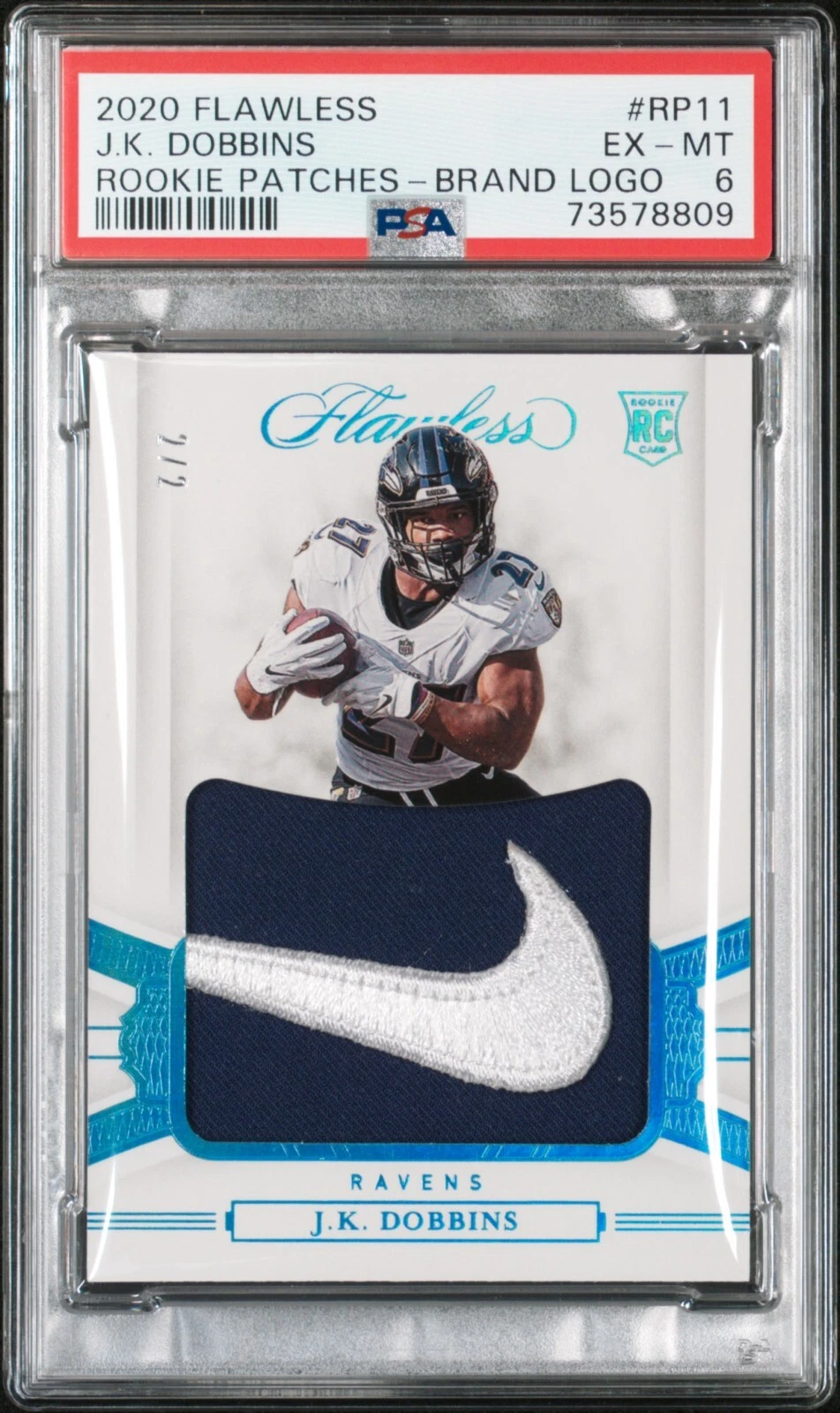 JK Dobbins Panini Flawless Rookie Patches #RP11 Brand Logo