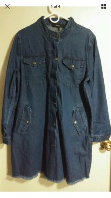 forever 21 Longline Denim Buttoned Jacket sz S,M,L