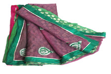 Cotton Saree Green Dress Women Wrap Indian Vintage Sewing Sari Dress Fabric 5YD