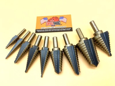 9 Pc Step Bit Set Molybdenum M7 Step Bit UNIBIT Drill Hog  Lifetime Warranty 