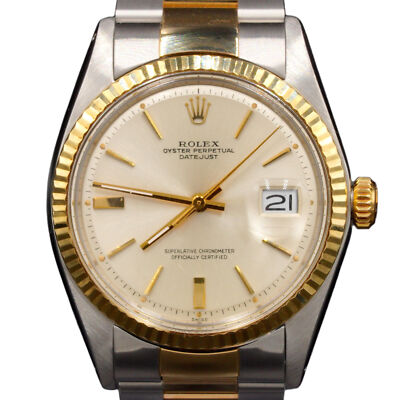 Rolex Datejust Mens 2Tone Yellow Gold and Stainless Steel Watch Silver Dial 1601