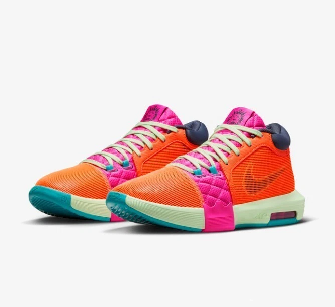 NIKE LEBRON WITNESS 8 SIZES 8.5 TO 14 ORANGE GREEN WHITE BASKETBALL COURT SHOE