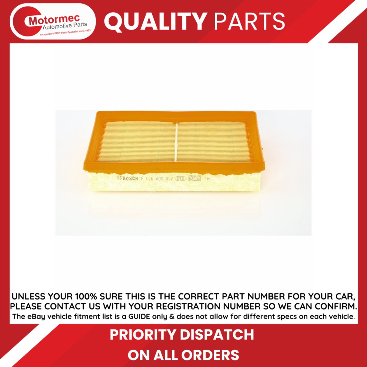 Air Filter F026400037 Bosch 1378062J00000 1378062J00 1378062J0000 - Image 15