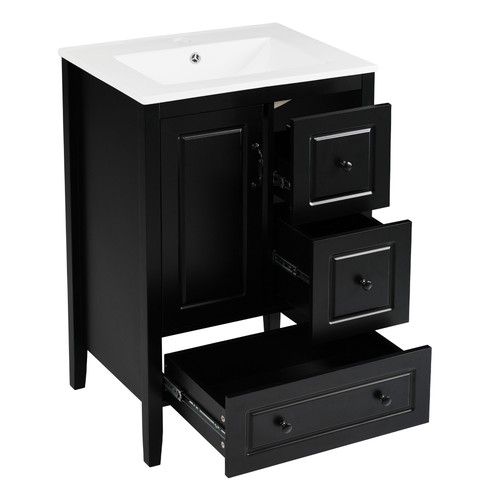 Bathroom Vanity w/Ceramic Sink Freestanding Storage Cabinet w/Soft-closing Door - Picture 12 of 48