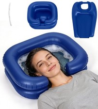 1 Set Complete 2-in-1 Inflatable Shampoo Basin with Inflatable Bib Drainage...