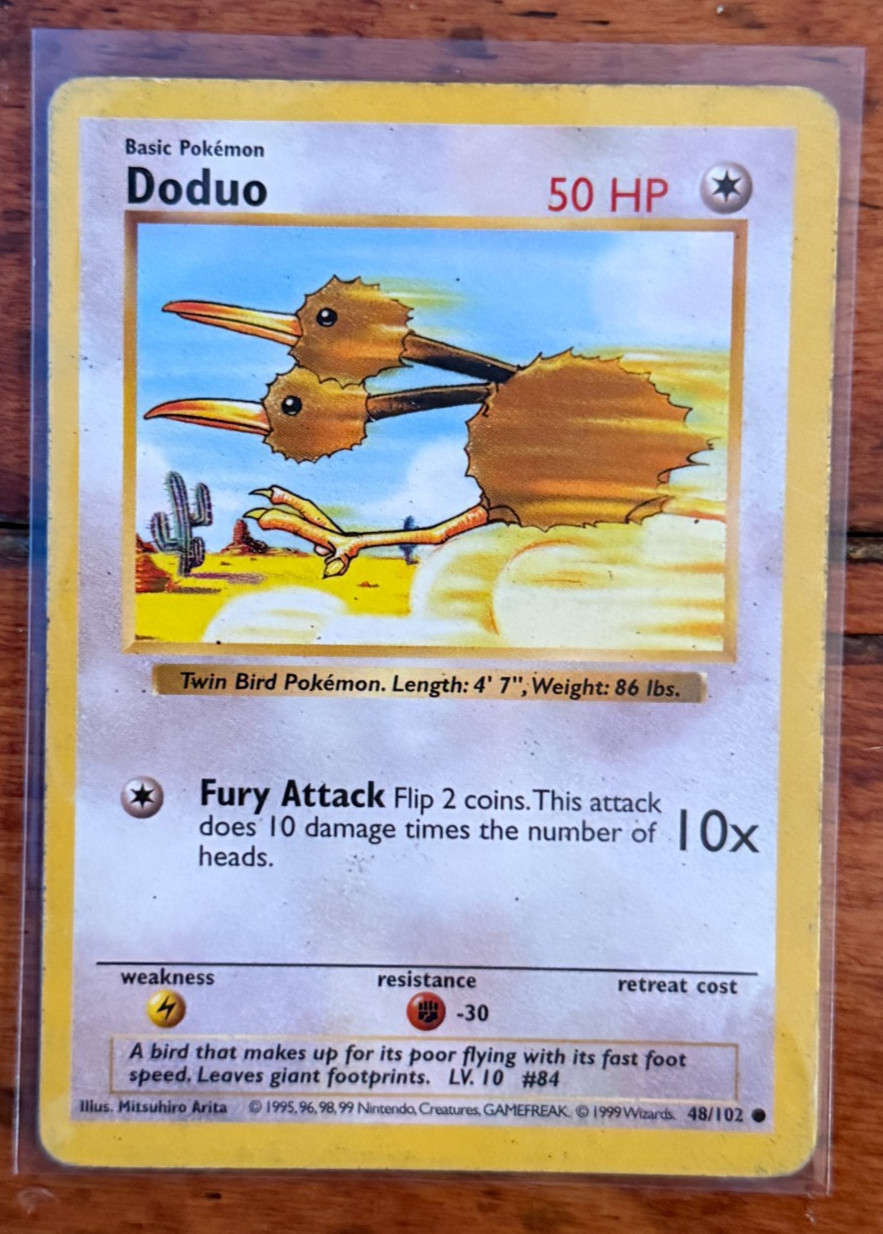 1999 Pokémon Doduo SHADOWLESS 48/102 Base Set Vintage Common - MP