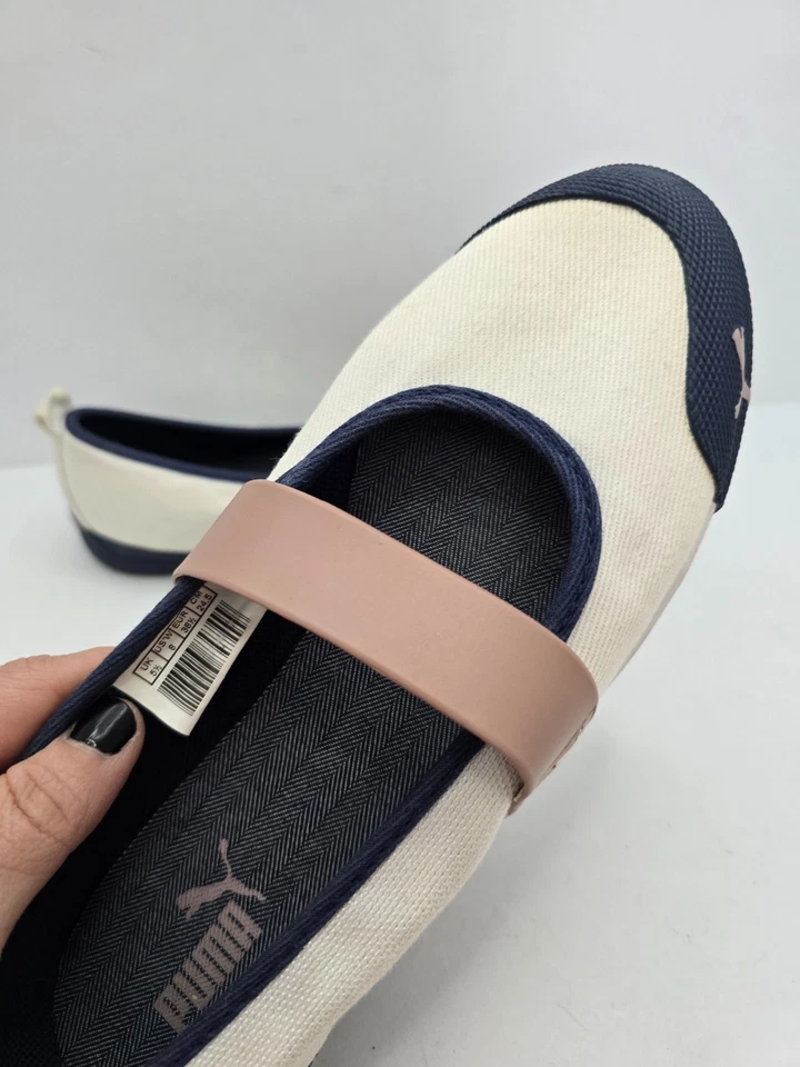 vintage Puma | sneakerina cream canvas sporty balletcore mary jane flats | WMS 8 - Image 4 of 4