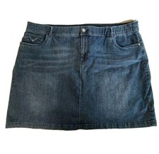CJ Banks Women's Premiere Denim Blue Skirt Beaded Pocket Design Size 24W