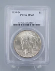 1934-D Peace $1 Dollar Silver Dollar Coin PCGS MS63 CN978