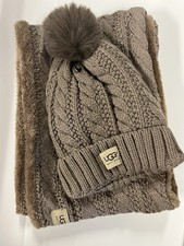 UGG BROWN INFINITY HAT AND SCARF SET  FLEECE LINED