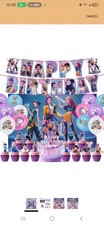 KPOP Demon Hunters Birthday Party Decoration Set Banner Cupcake Toppers Balloons