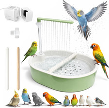 Indoor Bird Bath Fountain, Dual Rainfall Parrot Shower with Anti-Clog Pump Fil
