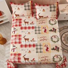MarCielo Christmas Quilt Set KING Size Lightweight Bedspread Set B021 Brand NEW 