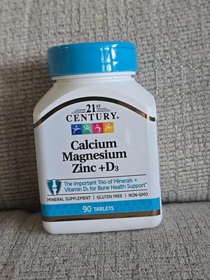 Qty 3 - 21st Century Calcium Magnesium Zinc + D3 90 Tabs Exp 03/2027