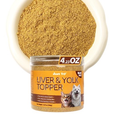 Just Try Beef Liver Egg Yolk Cat and Dogs Food Toppers, 4.23 oz | Freeze Drie...