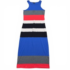 Express Striped Midi Dress Womens Size Medium red White Blue Sleeveless