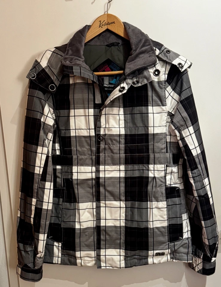 Protest Ski oder Snowboard-Jacke Damen, Gr. S, kariert weiß/grau, neuwertig - Bild 2 von 4