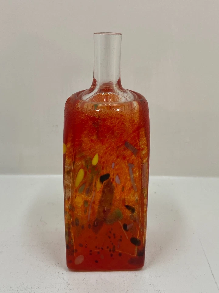 Vaso Kosta Boda Atelier Bertil Vallien garrafa quadrada 5 1/2 pol assinado - Imagem 2 de 4