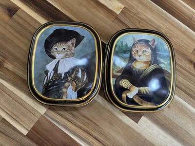 Bentley s Cats Gallery Tin Lot 2 Mona Lisa Laughing Cavalier Cat Art Candy Tins