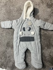 Tu Baby Grey Snowsuit 0-3 Months Bnwt