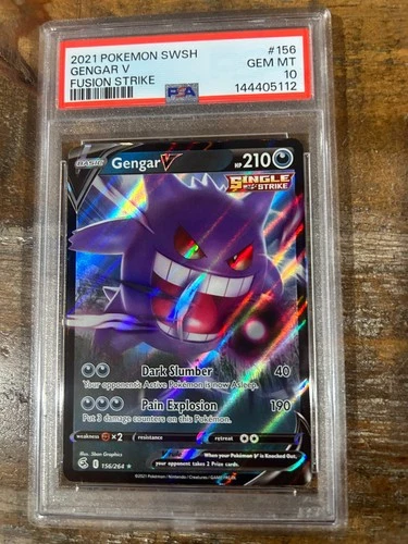POKEMON 2021 Fusion Strike GENGAR V #156 PSA 10 Gem Mint RARE