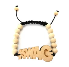 New Good Quality Wood #SWAG Piece Adjustable Hip Hop Adjustable Bracelet!!