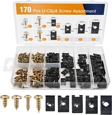 GOOACC 170Pcs Car U-Clip and Screw Assortment Kit 9 Different Sizes Automotive U
