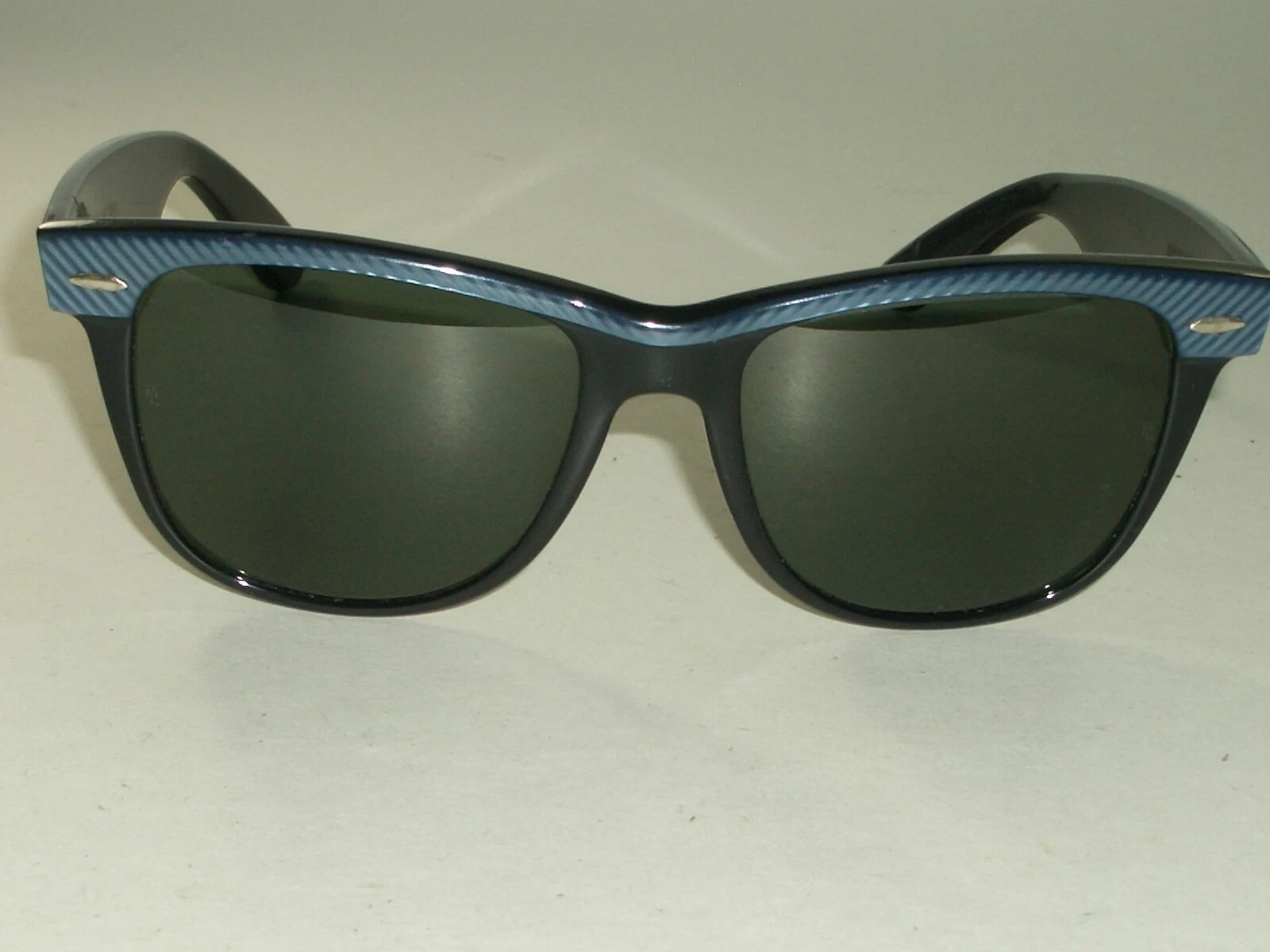 RAY BAN OCCHIALI DA SOLE UV VINTAGE B&L RAY BAN STREET NERI BLU A RIGHE WAYFARER II G15