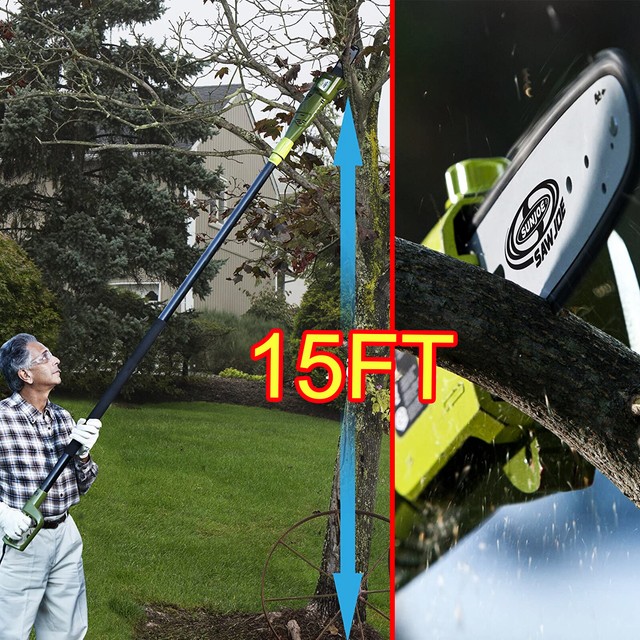 15 Ft Gas Pole Saw 10 inch Bar Chain Chainsaw Oiler Tree Trimmer Branch
