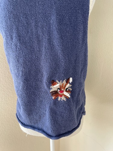 Northern Isles Pullover Weste Vintage Hunde blau Gr. Medium Knopfleiste Strick - Bild 6 von 12