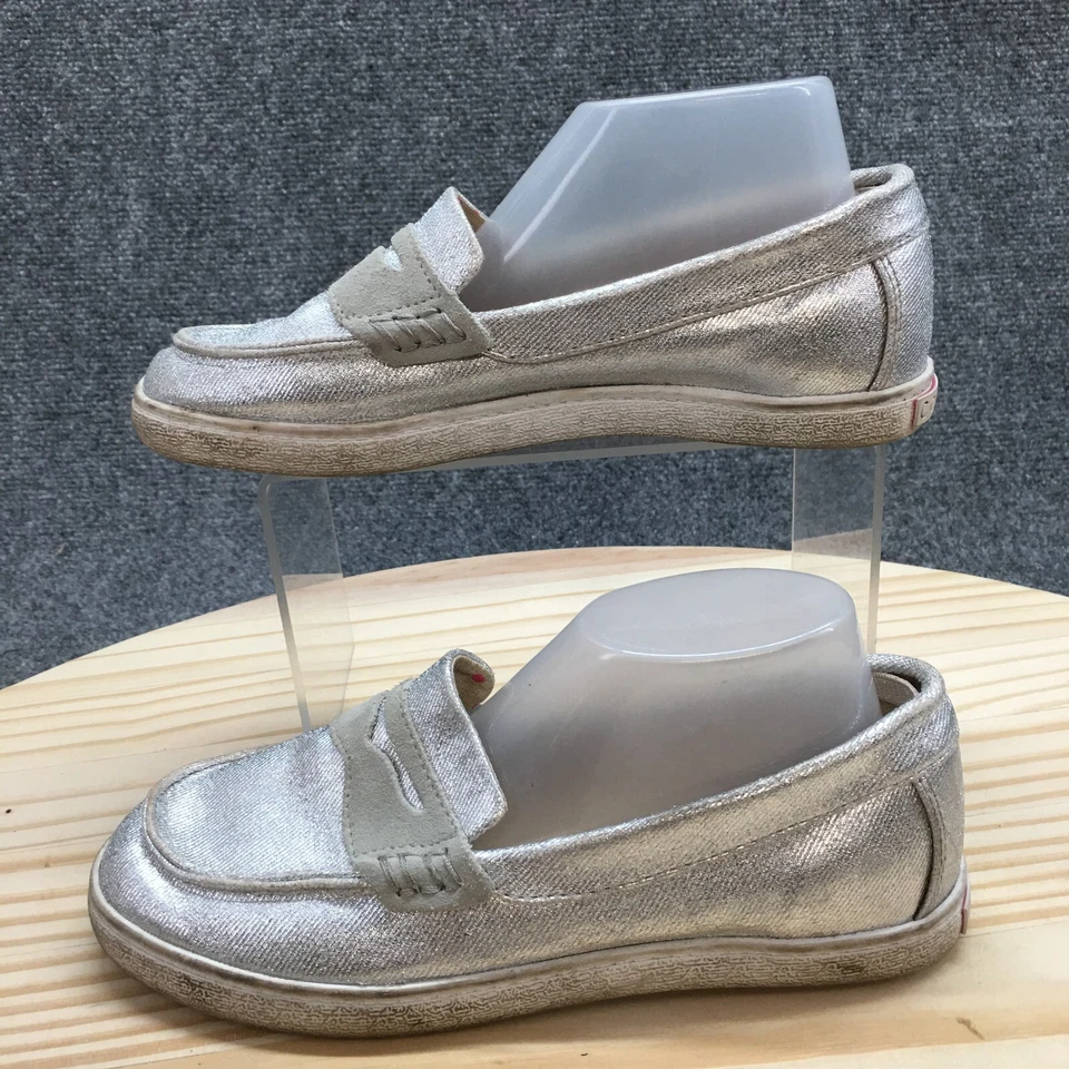 Cole Haan Zapatos Juveniles 3 Pellizcos Fin de Semana Penny Mocasines Plateados Sin Cordones Comodidad Baja Foto 3 de 4