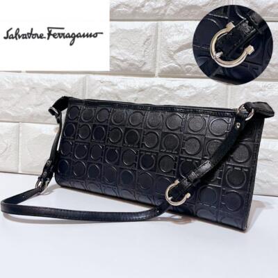 Ferragamo Gancini Embossed Logo Leather Allover Pattern