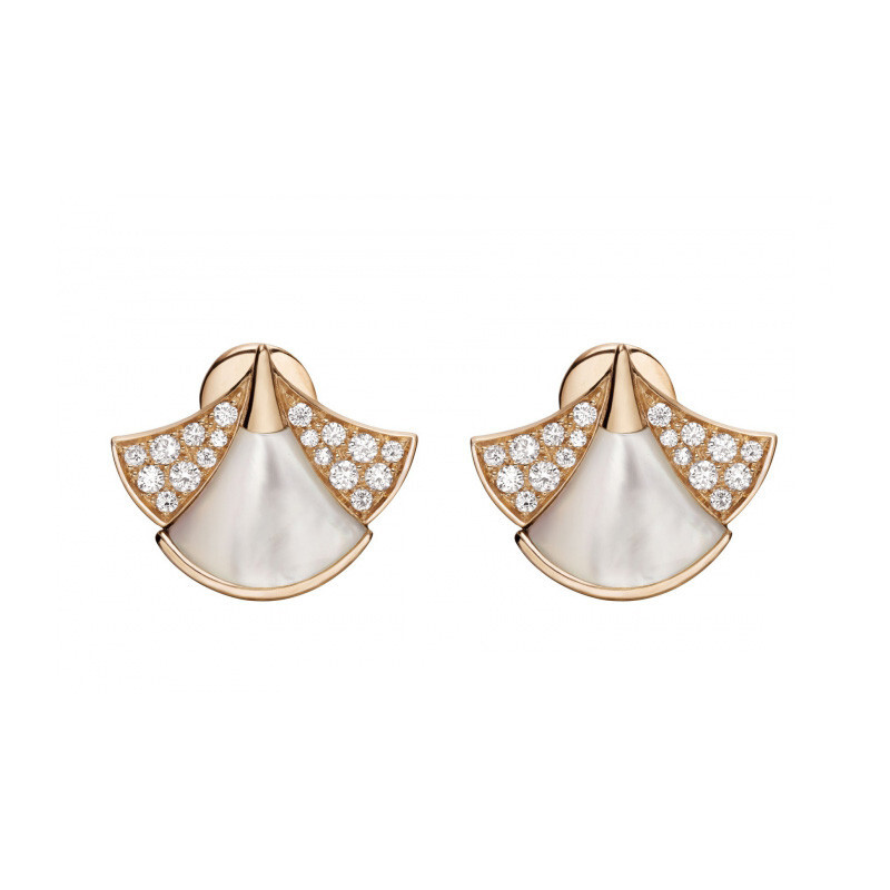 Bvlgari Divas' Dream earrings 18k rose gold, diamond, mother-of-pearl (104306)-