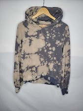 Pam & Gela Modal Blend Tie Dye Hoodie Women's Size Small Gray Beige Made In USA