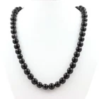 Tourmaline Schorl Bead Necklace From Brazil Quality 3A. 8 Mm. Necklace Chain