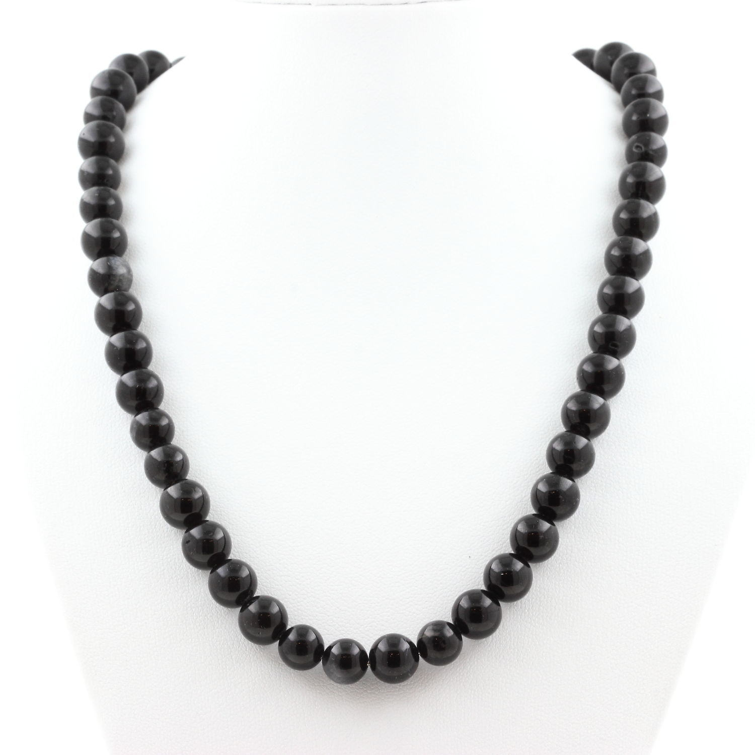 Collier perles Tourmaline Schorl du Brésil 3A 8mm chaine bijoux femme homme