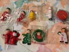 Lot of 10 Vintage Miniature Wood Christmas Ornaments Taiwan Most Sealed