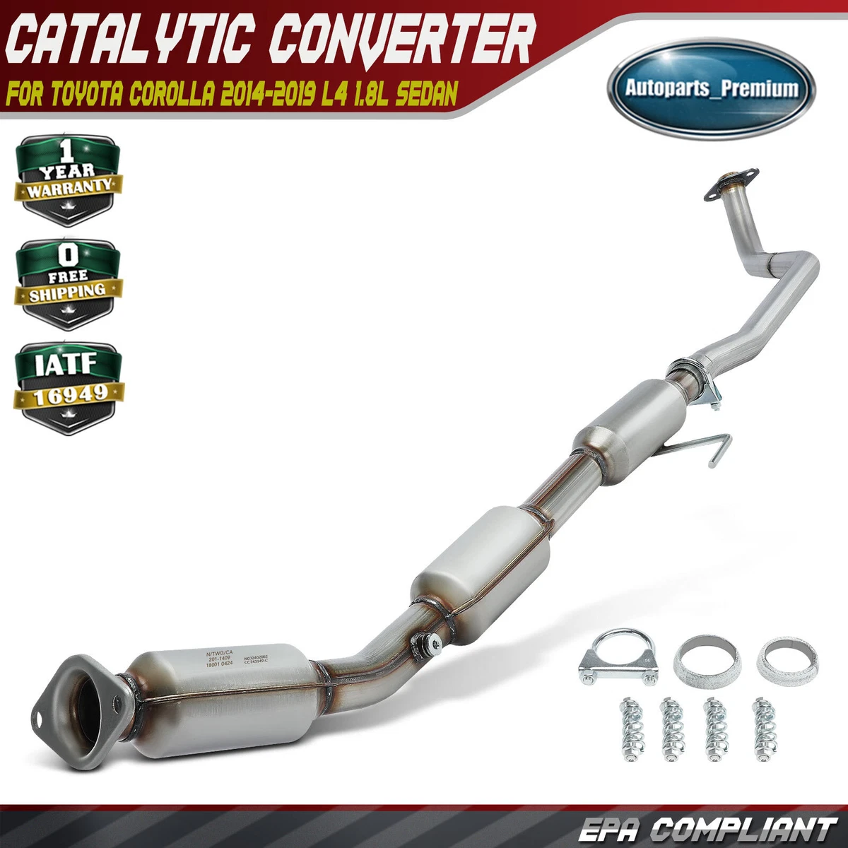 Catalytic Converter with Resonator For Toyota Corolla Matrix 2005-08 1.8L 4CYL