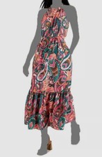  89 INC International Concepts Women's Pink Tiered Printed Maxi Dress Size 6